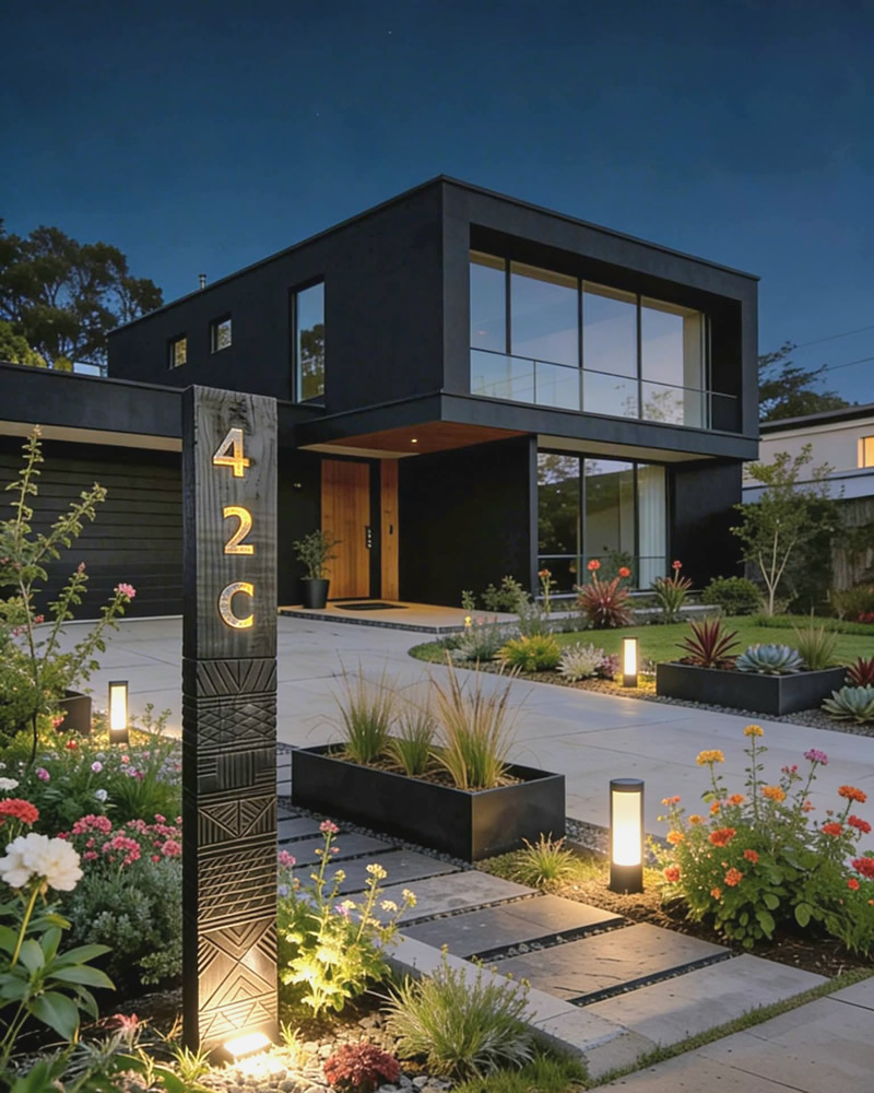 Bespoke contemporary House post numbers